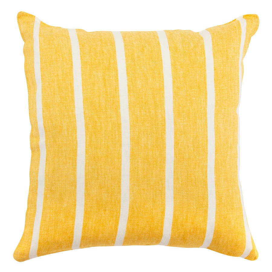 Чехол на подушку декоративный в полоску горчичного цвета из коллекции Essential, 45х45 см