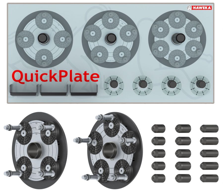 Набор адаптеров QuickPlates IV (вкл. адаптеры на 4 и 5 крепежных отверстий, набор стандартных головок и настенный дисплей для хранения)