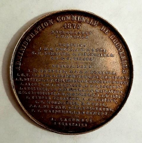 Медаль 1873 Брюссель Бельгия AUNC