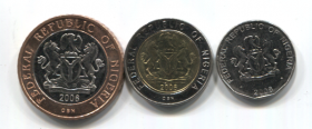 Нигерия Набор 3 монеты UNC