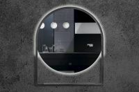 Зеркало Armadi Art Vallessi круглое с полочкой антрацит 80*90 550/2 схема 1
