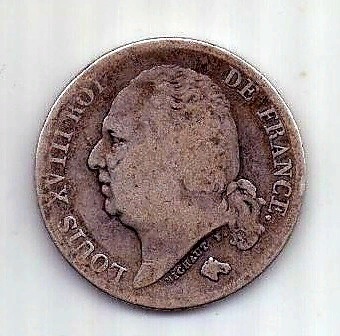 1 франк 1824 Франция Редкость
