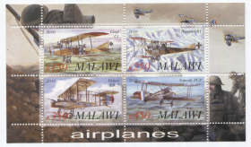 Блок марок Малави 2010 Аэропланы