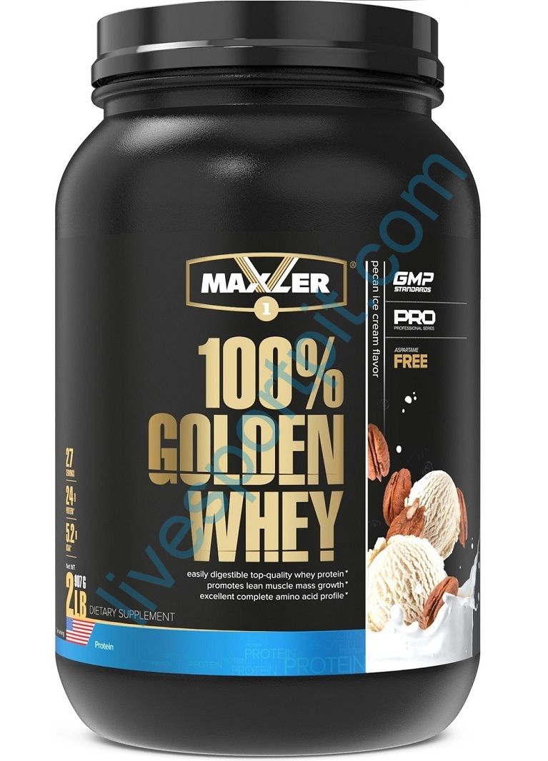 Сывороточный протеин 100% GOLDEN WHEY Pro 2 lb 907 г Maxler Ванильное мороженое