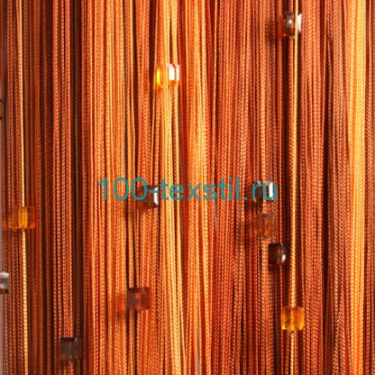 Нитяные шторы радуга с кубиком терракот + оранжевый