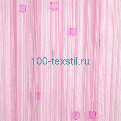Нитяные шторы однотонные с кубиком розовый