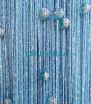 Нитяные шторы однотонные с бусинами  синяя с  люрексом