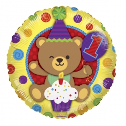 1 годик с медвежонком фольгированный шар с гелием