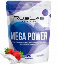Многокомпонентный протеин MEGA POWER 800 г Ruslabnutrition Клубника со сливками