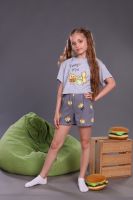 Пижама для девочки Картошка фри арт. ПД-019-046 [серый меланж]