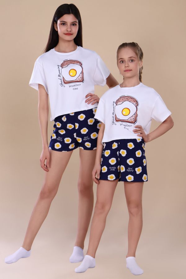 Пижама для девочки Яичница арт. ПД-019-036 [белый]