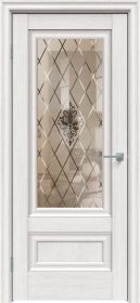 Межкомнатная Дверь Triadoors Царговая Luxury 599 ПО Лиственница Белая со Стеклом Кристалл Зеркальная Сетка / Триадорс