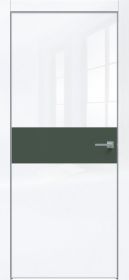 Дверь Каркасно-Щитовая Triadoors Gloss Белый Глянец 707 ПО Без Стекла с Декором Дарк Грин / Триадорс