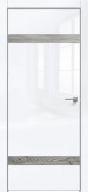 Дверь Каркасно-Щитовая Triadoors Gloss Белый Глянец 704 ПО Без Стекла с Декором Дуб Винчестер Серый / Триадорс
