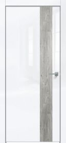 Дверь Каркасно-Щитовая Triadoors Gloss Белый Глянец 703 ПО Без Стекла с Декором Дуб Винчестер Серый / Триадорс