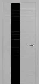 Межкомнатная Дверь Verda В-1 Светло-Серый со Стеклом Лакобель Чёрный / Верда