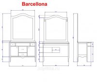 Тумба под раковину Cezares Barcellona Classico с дверцами и ящиками BAR.BA.601 110х58 схема 2