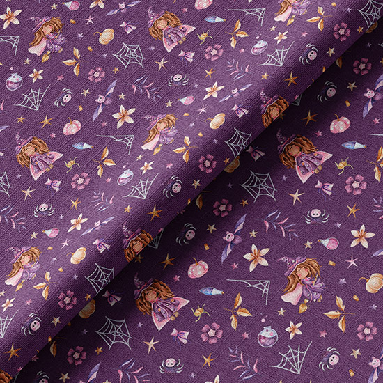 Ткань хлопок для шитья кукол Е.Кононова чародейки на фиолетовом limit 167