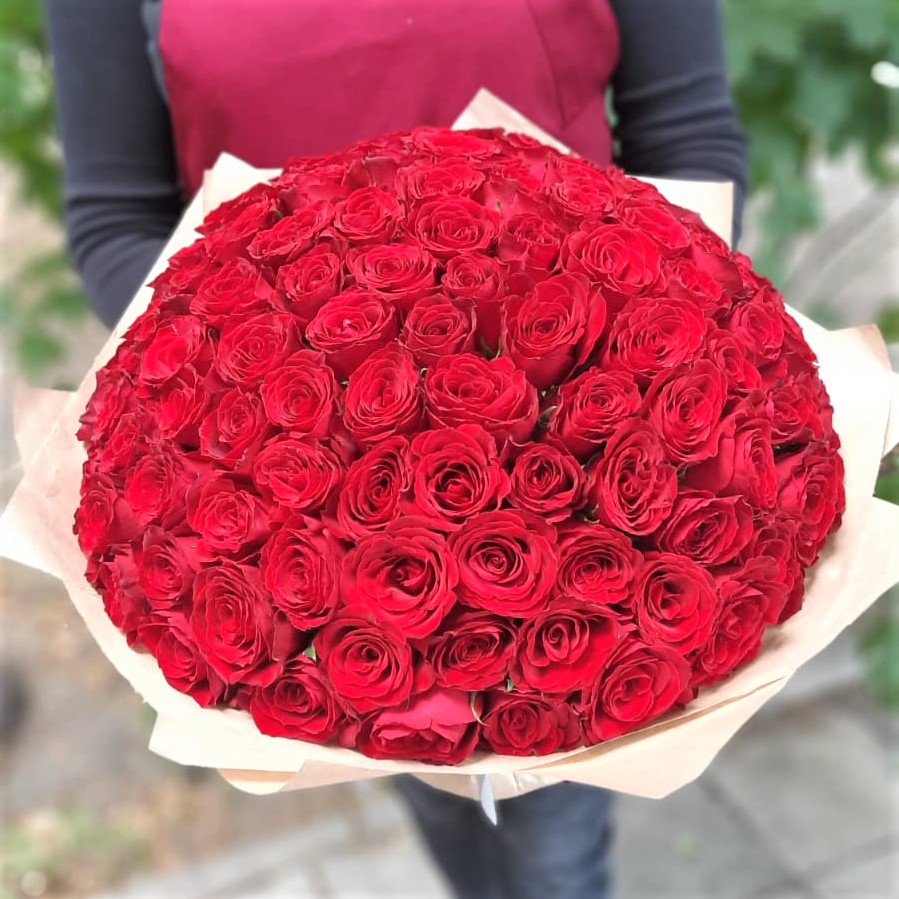 101 красная роза 40 см