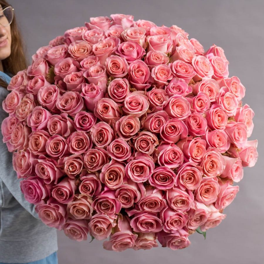 101 розовая роза 50 см