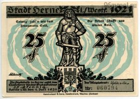 Германия. Нотгельд г. Херне 25 пфеннигов 1921