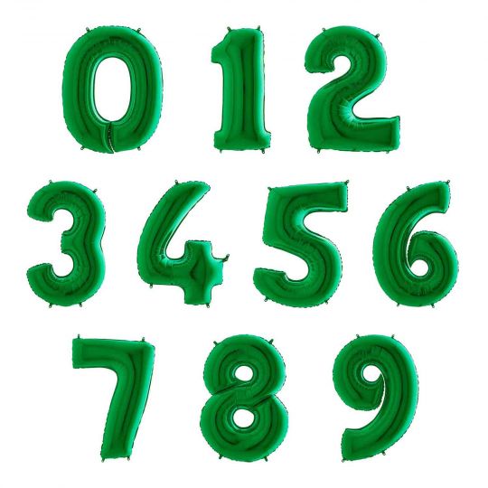 Зеленая цифра фольгированный шар с гелием