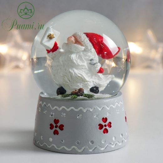 Сувенир полистоун водяной шар "Дед Морозик с длинной бородой" 6,5х6,5х8,5 см