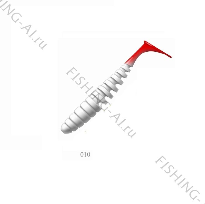 Силиконовая приманка ZUB-SHAD 100 мм (цвет 010) бело-красный