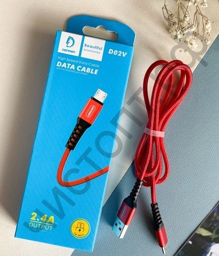 Кабель USB - микро USB Denmen D02V Red ткань