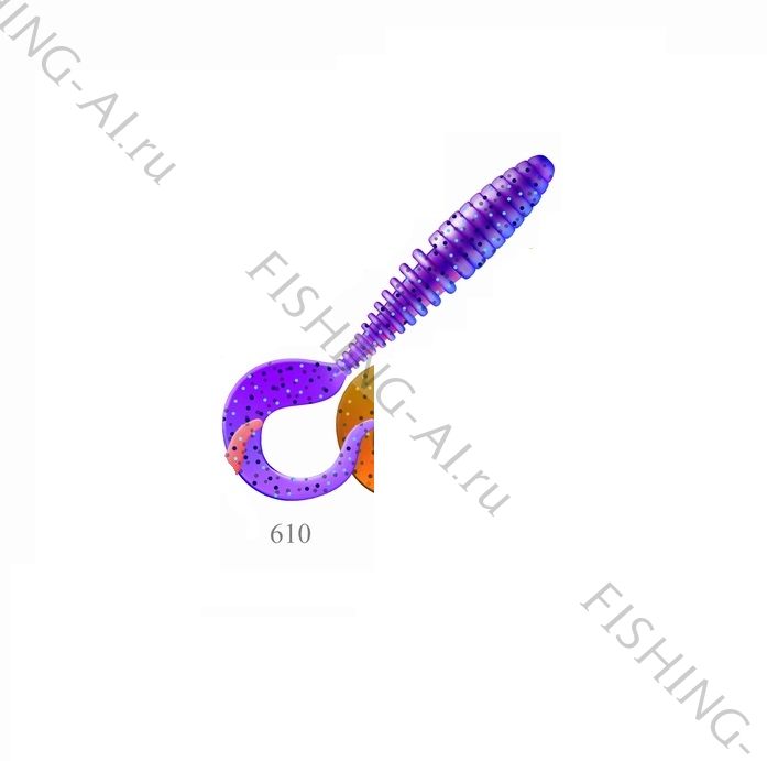 Силиконовая приманка ZUB-TWIST 100 мм (цвет 610) фиолетовый с блёстками