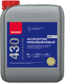 Антисептик-Консервант Neomid 430 ECO 5л Невымываемый, Зеленый, Концентрат (1:9) для Внутренних и Наружных Работ / Неомид 430 Эко