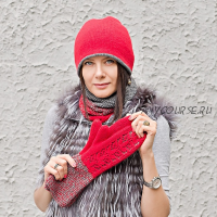 Вязаные варежки, шапка, снуд Fish mittens, hat and scarf (Lana Bakaeva)