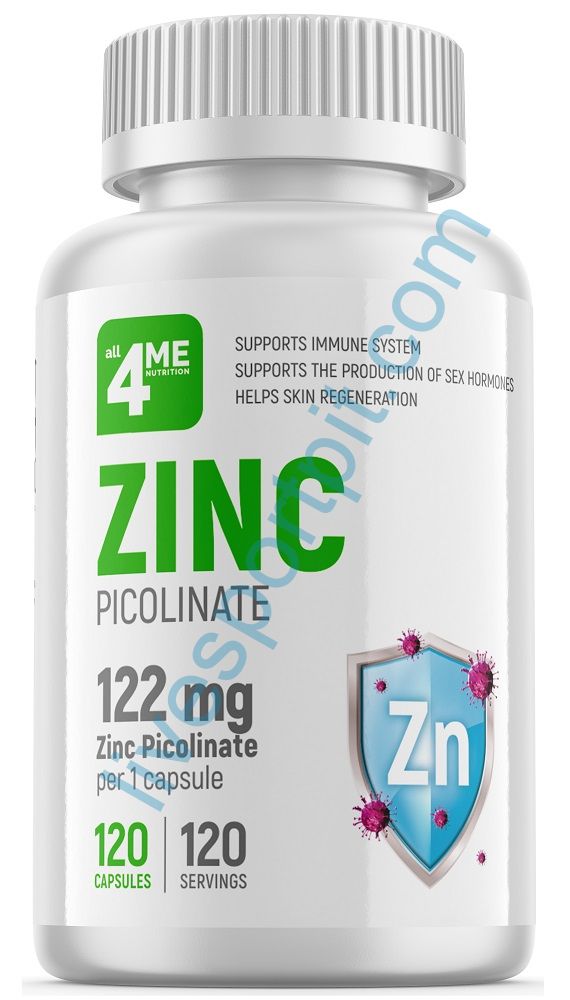 Цинк Zinc Picolinate 122 мг 120 капсул 4Me Nutrition