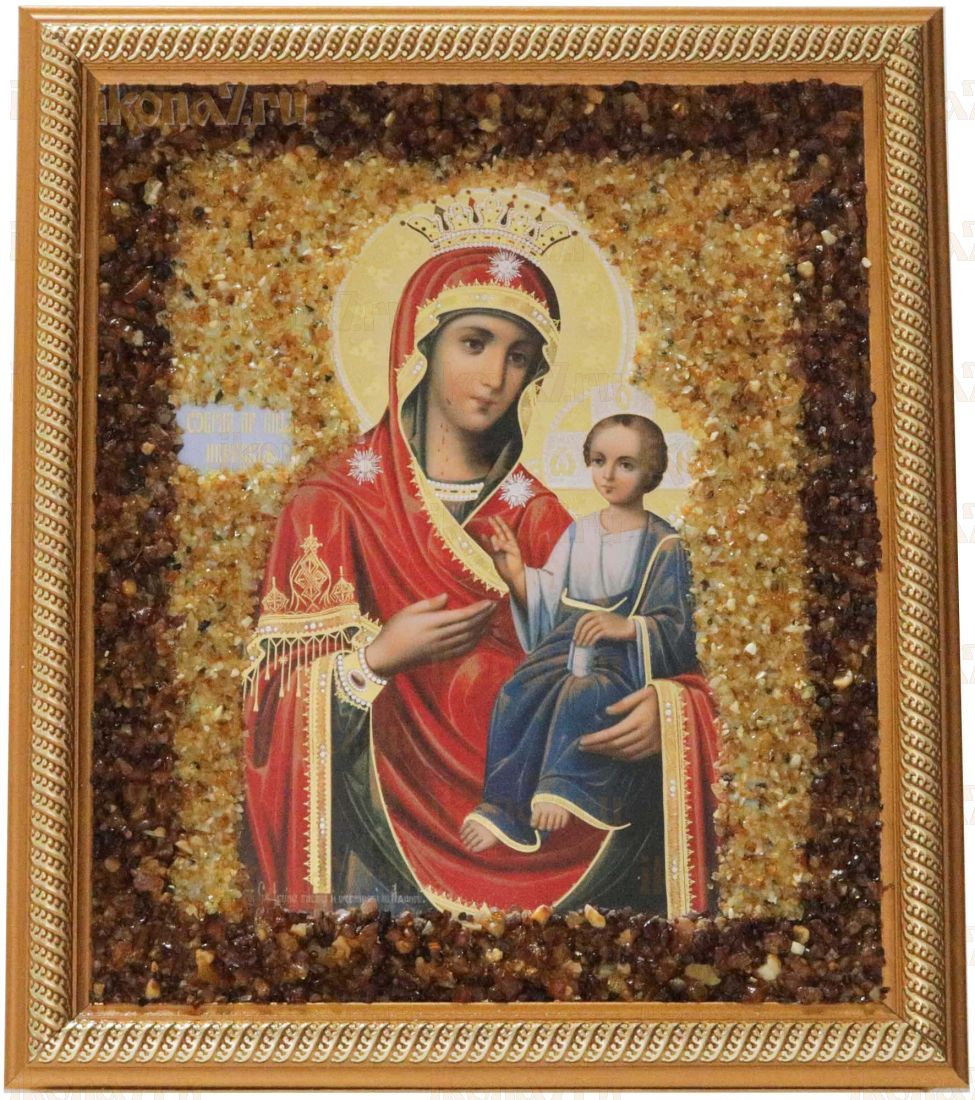 Иверская Икона Божией Матери с янтарем