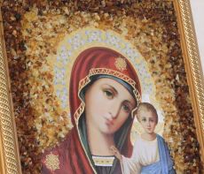Казанская Икона Божией Матери с янтарем