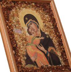 Владимирская Икона Божией Матери с янтарем