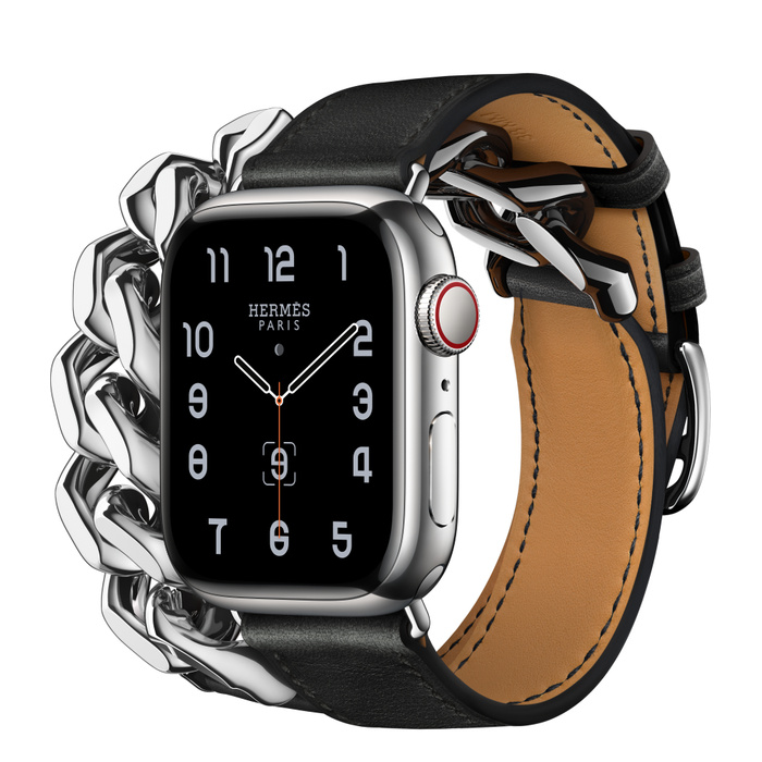 Apple Watch Hermès Series 8 41mm Silver Stainless Steel Case with Gourmette Metal Double Tour Noir