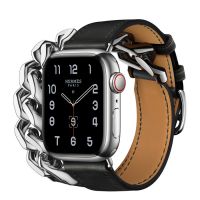 Apple Watch Hermès Series 8 41mm Silver Stainless Steel Case with Gourmette Metal Double Tour Noir