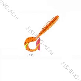 Силиконовая приманка ZUB-TWIST 100 мм (цвет 250) морковный с блёстками