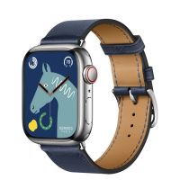 Apple Watch Hermès Series 8 41mm Silver Stainless Steel Case with Single Tour Navy