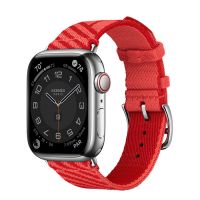Apple Watch Hermès Series 8 41mm Silver Stainless Steel Case with Single Tour Rose Texas/Rouge Piment