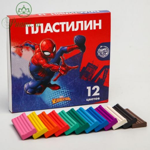 Пластилин 12 цветов 180 г «Супергерой», Человек-паук