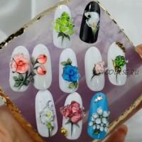 [kudelinanails_official] Дизайн ногтей. Хрустальные цветы (Юлия Куделина)