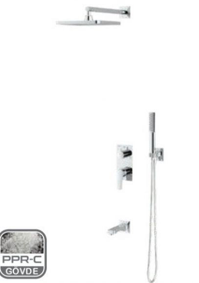 TESKA | Ciera Pro divar içi duş seti | üç yönlü, xrom, kod: AS 3360
