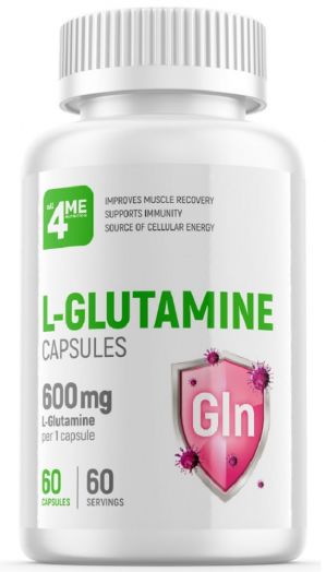 Глютамин L-Glutamine 600 мг 60 капсул 4Me Nutrition