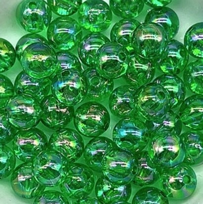 Бусины акриловые Круглые Зеленые прозрачные с покрытием АВ Разные диаметры (SBT-CGAB)
