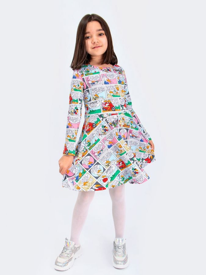 Платье трикотажное для девочки SP5915-26 [комбинированный]