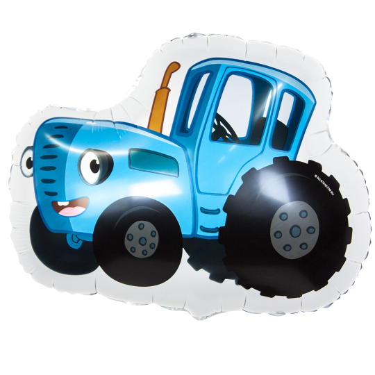Синий трактор фигурный шар фольгированный с гелием