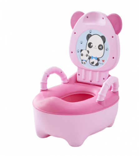 T-0001 Детский горшок панда розовая с мягким сиденьем и крышкой