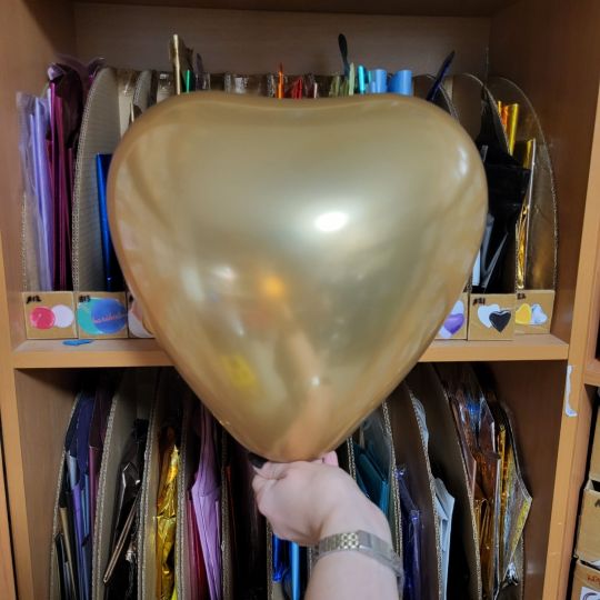 Сердце золото Хром 30 см шар латексный с гелием